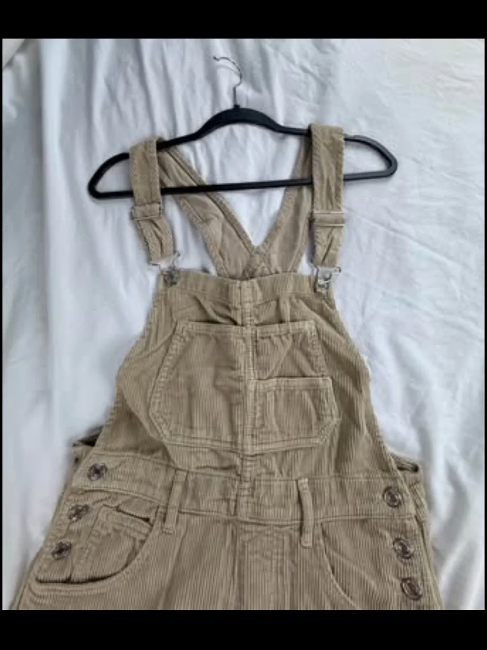 Free People Tan Corduroy Overalls with Adjustable Straps